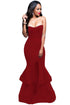 Burgundy Strapless Padded Ponte Gown